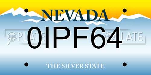 0IPF64 Nevada License Plate