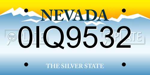 0IQ9532 Nevada License Plate