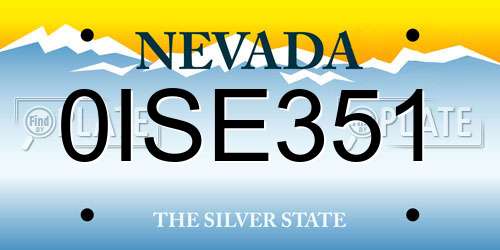 0ISE351 Nevada License Plate