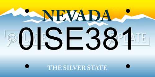 0ISE381 Nevada License Plate