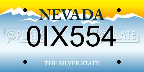 0IX554 Nevada License Plate