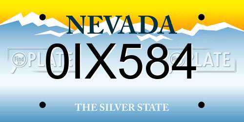 0IX584 Nevada License Plate