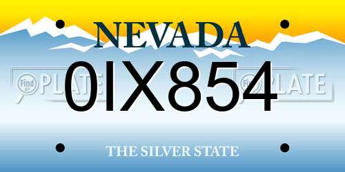 0IX854 Nevada License Plate