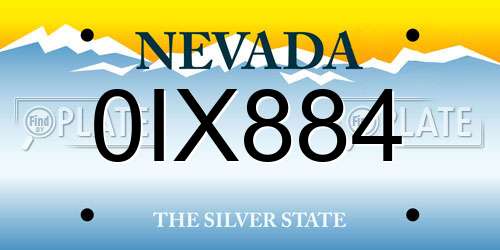 0IX884 Nevada License Plate