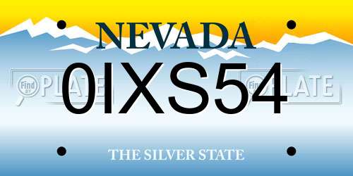 0IXS54 Nevada License Plate