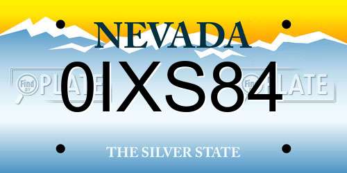 0IXS84 Nevada License Plate