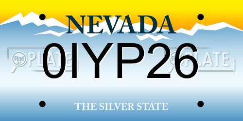 0IYP26 Nevada License Plate