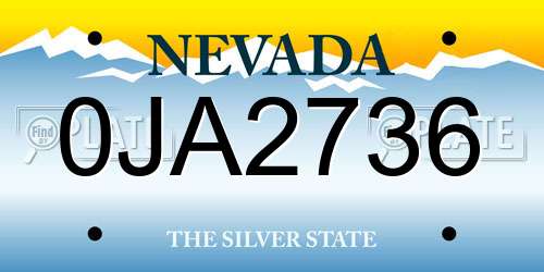 0JA2736 Nevada License Plate