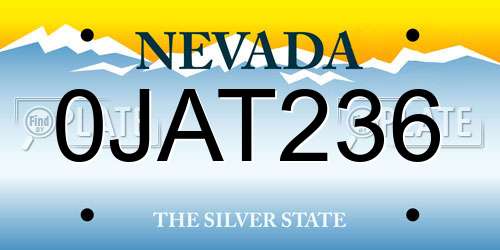 0JAT236 Nevada License Plate