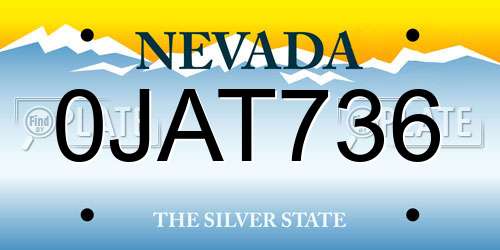 0JAT736 Nevada License Plate