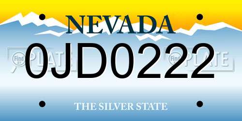 0JD0222 Nevada License Plate