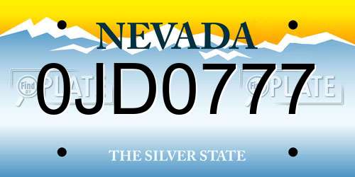 0JD0777 Nevada License Plate