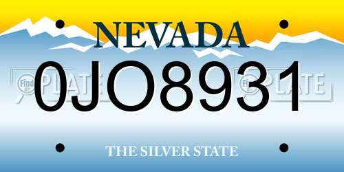 0JO8931 Nevada License Plate