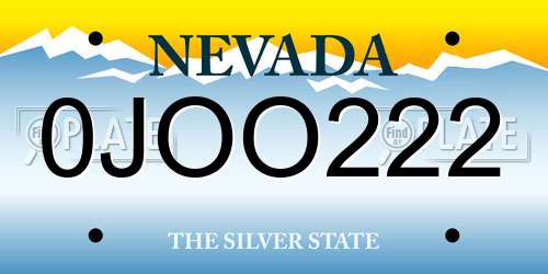 0JOO222 Nevada License Plate