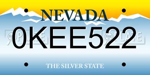 0KEE522 Nevada License Plate