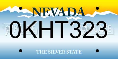 0KHT323 Nevada License Plate