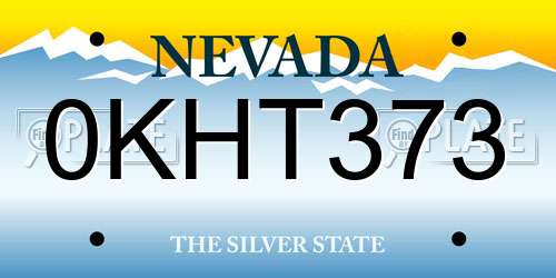 0KHT373 Nevada License Plate