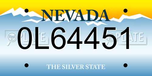 0L64451 Nevada License Plate