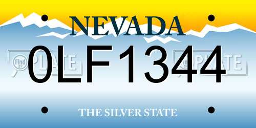 0LF1344 Nevada License Plate