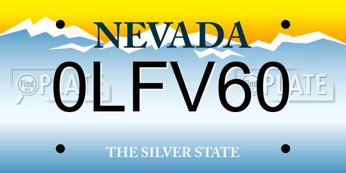 0LFV60 Nevada License Plate