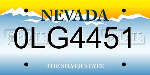 0LG4451 Nevada License Plate