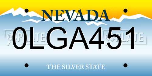 0LGA451 Nevada License Plate