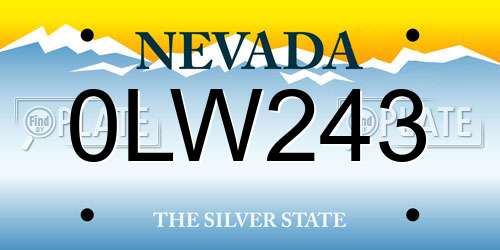 0LW243 Nevada License Plate