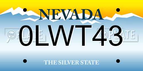 0LWT43 Nevada License Plate