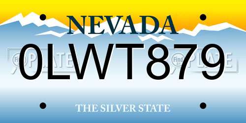 0LWT879 Nevada License Plate