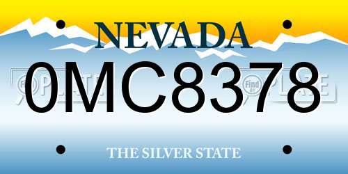 0MC8378 Nevada License Plate