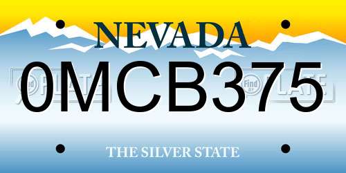 0MCB375 Nevada License Plate