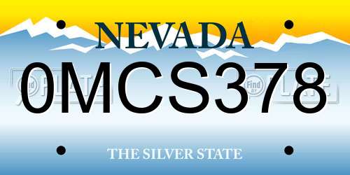 0MCS378 Nevada License Plate