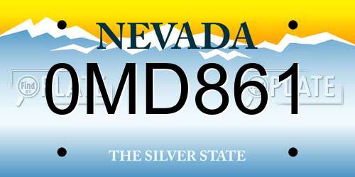 0MD861 Nevada License Plate