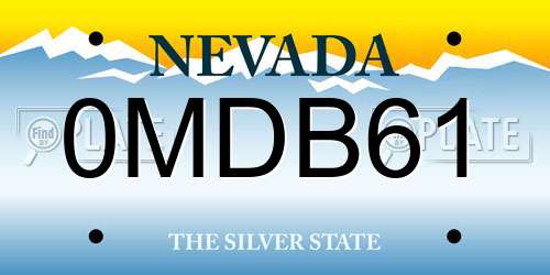 0MDB61 Nevada License Plate