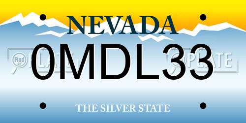 0MDL33 Nevada License Plate