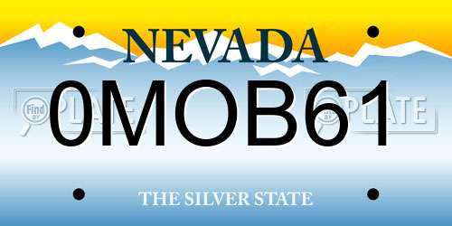 0MOB61 Nevada License Plate