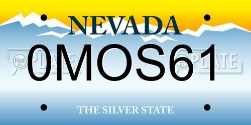 0MOS61 Nevada License Plate