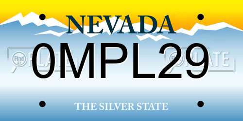 0MPL29 Nevada License Plate