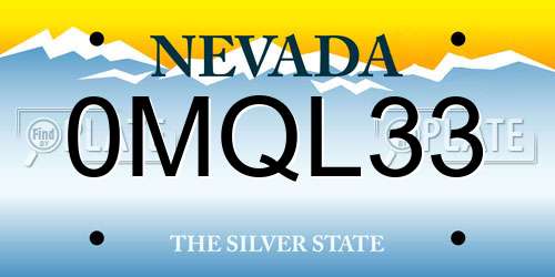 0MQL33 Nevada License Plate