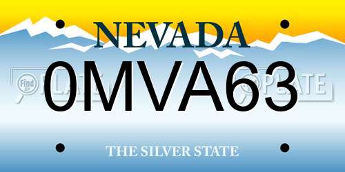 0MVA63 Nevada License Plate
