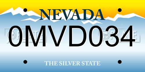 0MVD034 Nevada License Plate