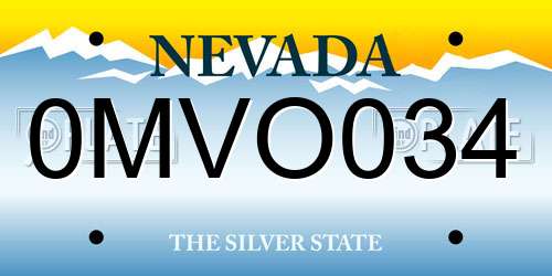 0MVO034 Nevada License Plate