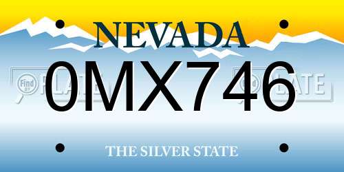 0MX746 Nevada License Plate