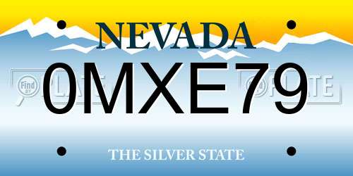 0MXE79 Nevada License Plate