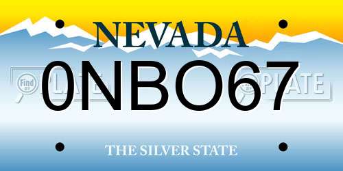 0NBO67 Nevada License Plate