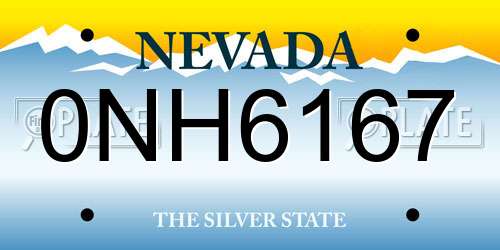 0NH6167 Nevada License Plate