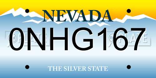 0NHG167 Nevada License Plate