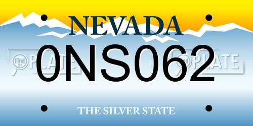 0NS062 Nevada License Plate