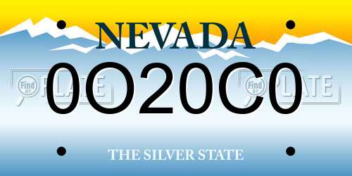 0O20C0 Nevada License Plate