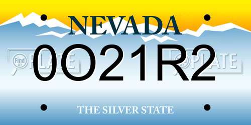 0O21R2 Nevada License Plate